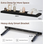 Fun Memories Floating Shelves for Wall 36 Inch Set of 3, Farmhouse Floating Shelves with Invisible Heavy Duty Bracket, 10 Inc
