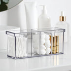 Amazing Abby - Qutie - Acrylic 4-Compartment Makeup Organizer with Lid, Clear Plastic Bathroom Vanity Organizer, Great for Co