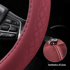 【2025 Model】 Breathable Soft Leather Car Steering Wheel Cover for Men Women, Non-Slip, Comfortable,Universal 15 inches Steeri