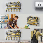 Power Tool Organizer - 3 Layer 8 Drill Holder Wall Mount, Storage Rack for Garage Organization, Large Tool Shelf, Gifts for H