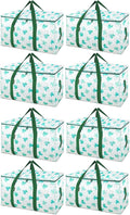 BALEINE 8-Pack Oversized Moving Bags with Reinforced Handles, Heavy-Duty Storage Tote for Clothes, Moving Supplies (Clover, 8