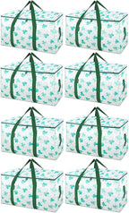 BALEINE 8-Pack Oversized Moving Bags with Reinforced Handles, Heavy-Duty Storage Tote for Clothes, Moving Supplies (Clover, 8