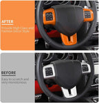 Linskip Steering Wheel Trim Compatible with Dodge Durango/Dart/Challenger/Charger 2009-2014 & Journey 2013-2023, Durango Steering Wheel Cover, Durango Interior Accessories 3Pcs(Orange)