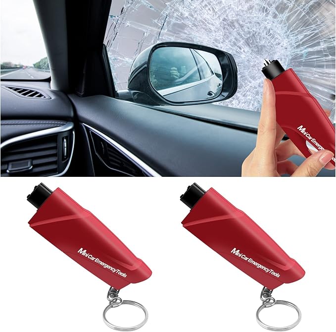 YONGMING Emergency Seatbelt Cutter, 3 in 1 Window Breaker Glass Breaker, Car Escape Tool Keychain with Tungsten Steel Safty H