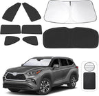 TINGLU Window Shades 8PCS for Toyota Highlander 2020-2026 Accessories Car Side Full Windows Rear Triangular Windshield Sun Shade Sun UV Rays & Privacy Protection for Camping,Napping,and Relaxing