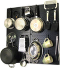 Wall Control Kitchen Pegboard Organizer Pots and Pans Storage Rack Organization Kit with Black Pegboard and Black Accessories