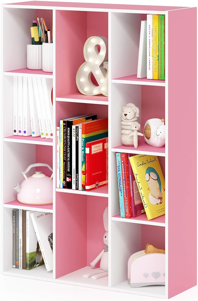 Furinno LUDER Book Shelf, 11-Cube Bookshelf, Reversible Bookcase, 9.4 x 29.1 x 41.7, Easy Assembly, for Living Room, Bedroom,
