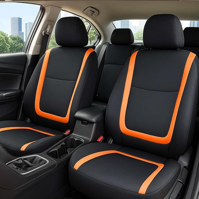 BELOMI Car Seat Covers Only, Breathable Premium Cloth Auto Seat Cover, Universal Front and Rear Seat Covers, Automotive Inter