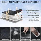 Coverado Seat Covers, Car Seat Covers Front Seats, Waterproof Nappa Leather Auto Seat Cover with Lumbar Head Pillow, Black Se