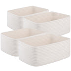 OIASKET 4 Pack Small Storage Shelf Baskets for Organizing, Mini Woven Rope Storage Bins for Towels, Cute Decorative Closet Or