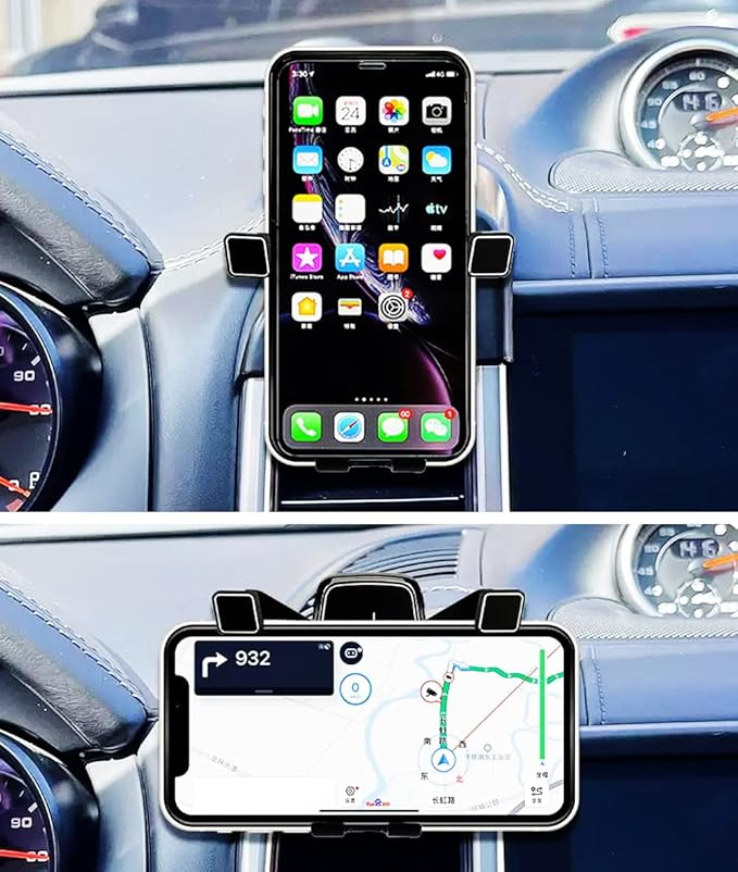 iJDMTOY Dashboard Direct Clip-On Mount Phone Gravity Holder Compatible with Porsche 2016-2017 Cayenne (Won't Occupy Air Vent Opening)