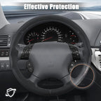 Aimato Customized Steering Wheel Cover for Honda Accord 2003-2007/Odyssey 2005-2010,Thin,Anti-Slip,Scratch-Resistant Exclusive Car Accessory for Honda,Nappa Black