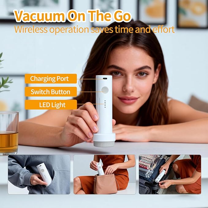 Vacuum Storage Bags for Travel, Vacuum Seal Bags for Clothing with Portable Electric Pump, Space Saver Bags in Multiple Carry