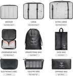 Mossio 9 Set Packing Cubes with Shoe Bag & Electronics Bag - Luggage Organizers Suitcase Travel Accessories