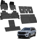 LASFIT Floor Mat&Cargo Backrest Mat for Fit 7 Seats 2025 2026 Ford Expedition Standard,Easy Clean 100% TPE All Weather TPE Custom Fit for SUV Car Liners, 1st& 2nd& 3rd& Cargo Liner, Black 5pcs