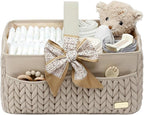 Luxurious Baby Diaper Caddy, Nursery Storage Basket for Newborn Essentials, Travel Baby Basket for Diapers Baby Wipes, Organi
