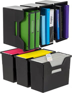 IRIS USA Medium Portable Desktop File Box with Open Lid, 6 Pack, Side Handles, Tabs & Inserts, Hanging File Folders, Letter-S