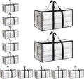 12 Pack-Extra Large Heavy Duty Moving Bags - Waterproof Storage Totes with Handles & Zippers, Foldable for College Dorm, Stor
