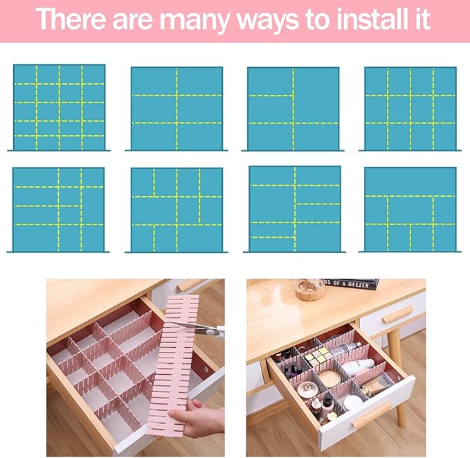 acDesign 40Pcs Grid Drawer Dividers, Adjustable Drawer Organizer for Socks, Underwear, Lingerie, Makeup, Bedroom Office Kitch