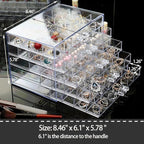 YUFONG Earring Storage Box Organizer, Acrylic Jewelry Storage Box Holder 5 Drawers Transparent Jewelry Display Stand with 120