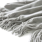 Homiest Decorative Knitted Throw Blanket with Fringe - Lightweight Acrylic Knit Blanket Soft & Cozy Tassel Blanket for Couch 