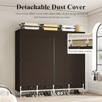 Portable Wardrobe with 4 Drawers, 4 Hanging Rods - 67" Tall Sweater Organizer, Sturdy Easy Temporary Bedroom Wardrobe Organiz