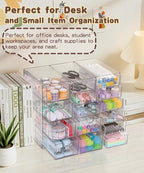 VZKAH Clear Acrylic Organizer with Drawers | 15-Drawer Desktop Unit | Makeup & Desk Organization and Storage Box for Office, 