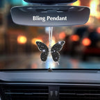 ARTILAURA 11 PCS Bling Car Accessories Set for Women Steering Wheel Covers Butterfly Hanging Seat Belt Cover Air Vent Clips Coasters Cute Glitter Diamond AUTO Accessories Kit (Black)