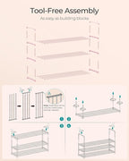 SONGMICS Shoe Rack, 3-Tier Shoe Organizer, Metal Storage Shelf, Upright or Upside Down, for 16-20 Pairs, Stackable, for Entry