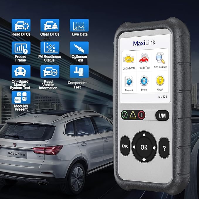Autel OBD2 Scanner ML529 Code Reader, OBD2 Code Scanner with Lifetime Software Update, AutoVIN for Quick DTC, Turning Off