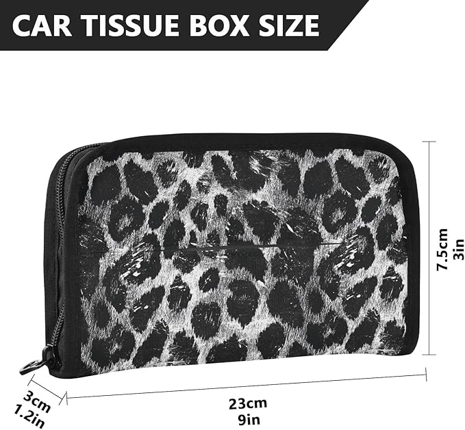 Car Tissue Holder Car Visor Organizer Tissue Box Holder for Car Sun Visor Organizer with Car Vehicle Accessories Essentials Interior for Women Men Sliver Leopard Skin