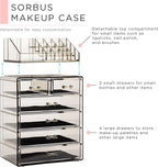 Sorbus Acrylic Makeup Organizer Set, 6-Drawer Vanity & Countertop Cosmetic Storage with Small & Wide Compartments, Black-Tint