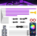 RGB Acrylic Interior Car LED Strip Light with Wireless APP, 14 in 1 with 175 inches 593 LEDs Neon LED Strip Light, 16 Million Colors Dynamic Music Sync Car Ambient Lighting Kits