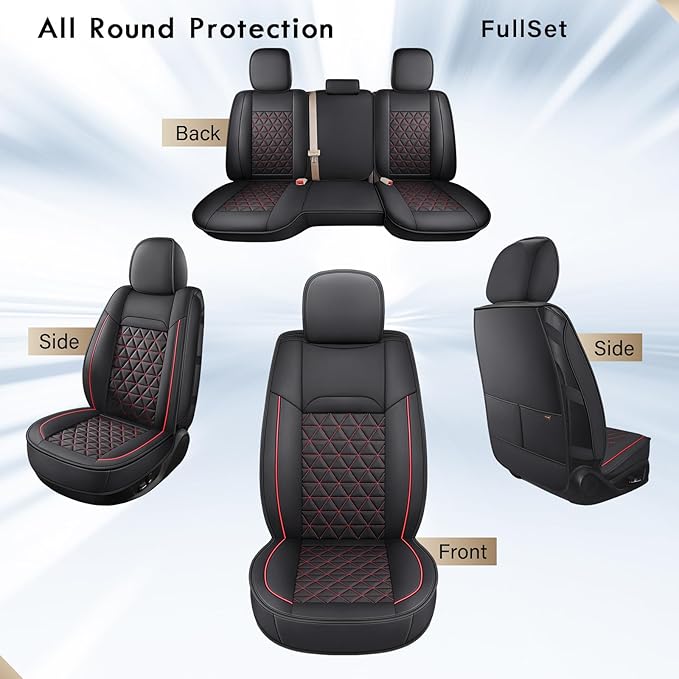 Coverado Dodge Ram Seat Covers Full Set, Waterproof Truck Car Seat Cover Protectors Custom Fit for 2002-2025 Dodge RAM 1500 2