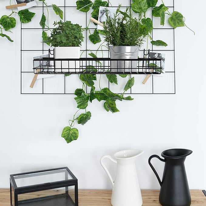 4 Pcs Wire Baskets Wall Grid Panel Hanging Wire Basket Hanging Wall Baskets No Drilling Wall Hanging Baskets Grid Wall Storag