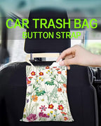 Car Trash Can, Durable Hanging Car Trash Garbage Bag, Cute Automotive Garbage Cans Organizer, Cute Colorful Wildflower