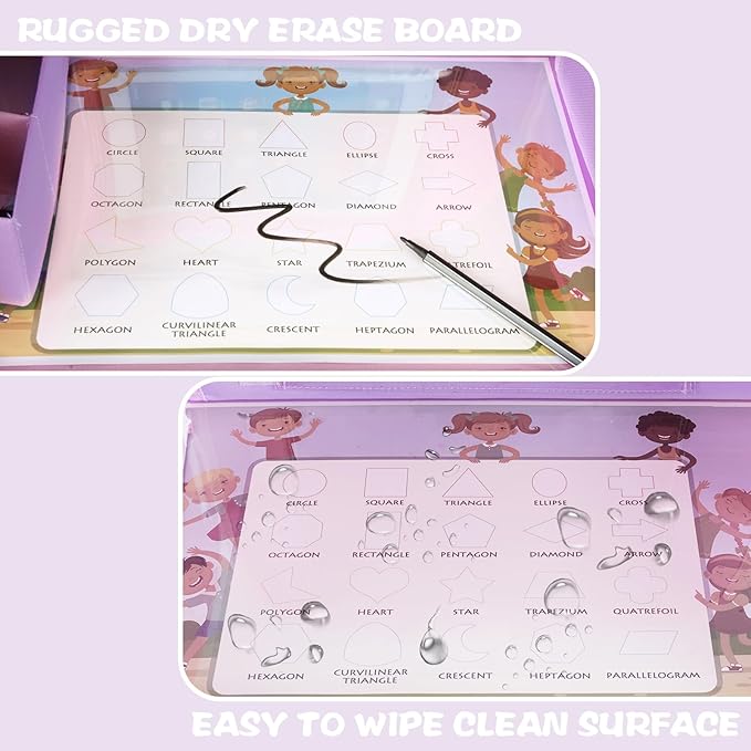 MENZOKE Kids Travel Tray for Toddler Car Seat, Toddler Gift for Girl Activities with Dry Erase Board & iPad Holder Stand, Roa