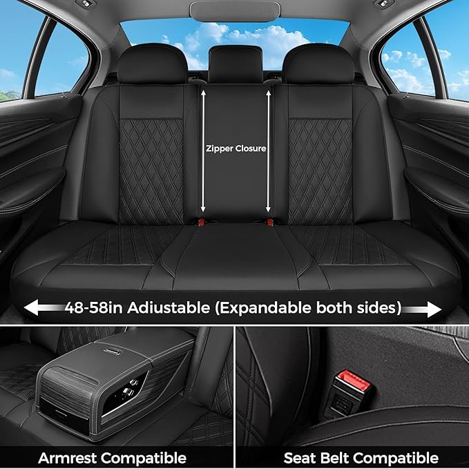 FLORICH Car Seat Covers Full Set, Leather Seat Covers for Cars, Car Seat Protector Waterproof Breathable, Universal Automotiv