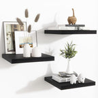 Fun Memories Floating Shelves for Wall - 12 Inch Square Shelves with Invisible Brackets, Black Small Wall Shelf for Living Ro