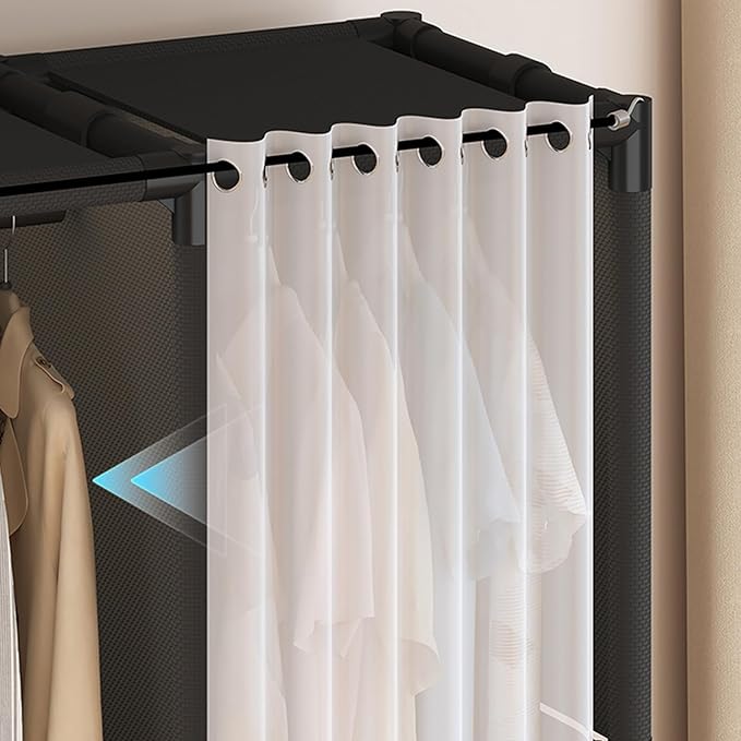 Portable Closet,Portable Closets for Hanging Clothes,Japanese Style Wardrobe Clothing Rack with 3 Drawers,1 Hanging Rods and 