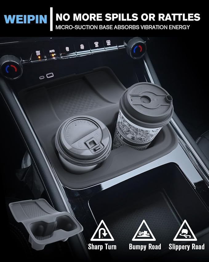 for 2-in-1 Cup Holder Insert&Wireless Charging Mat TPE Materials Compatible with 2024-2026 Chevy Traverse