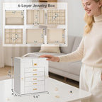 AKOZLIN 6-Tier Jewelry Box Organizer Functional 5 Drawers Leather Jewelry Storage Case for Women Girls Ring Necklace Earring 