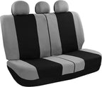FH Group Car Seat Covers Rear Set Cloth - Universal Fit Automotive Seat Covers, Low Back Front Seat Covers, Solid Back Seat C