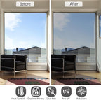 HIDBEA One Way Privacy Window Film, Daytime Privacy Sun Blocking Anti UV Reflective Window film Heat Control Static Cling Window Tint film for Home and Office, Silver, 35.4 x 98.4 Inch