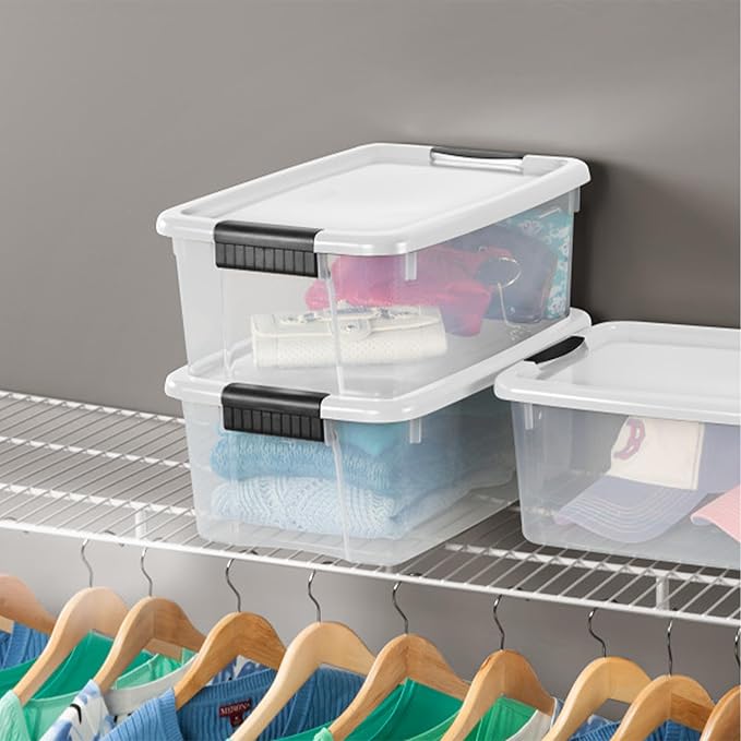 Sterilite 6-Pack Ultra Latching Box, Storage Bins with Lids, Clear Plastic, 18 Quart - Heavy-Duty Organizing Containers for C