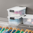 Sterilite 18-Pack Ultra Latching Box, Storage Bins with Lids, Clear Plastic, 18 Quart - Heavy-Duty Organizing Containers for 
