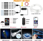 Car LED Lights, Interior Car Lights with Wireless APP/RF Remote/Button Control, Car Ambient Lighting Kit with 236" Integrated Molding Fiber Optic RGB Sync to Music (9 in 1-USB)