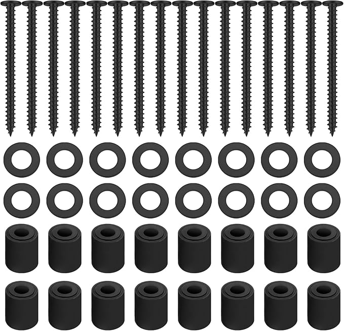 Eagles Pegboard Mounting Kit, (16 Spacers, 16 Screws and 16 Steels Washers,Black) Board Nail Installation Kit Pegboard Spacer