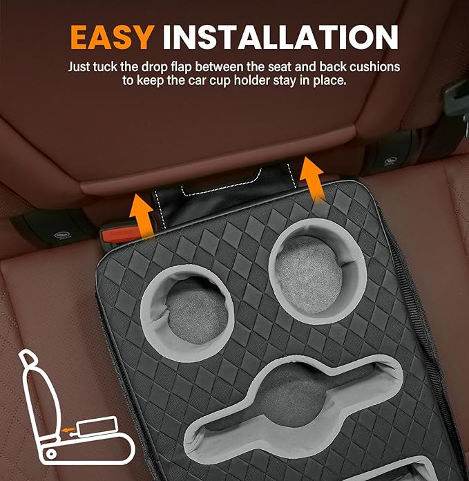 Car Cup Holder, Back Seat Cup Holder for Car, Truck Bed Organizer Boat Couch Bottle Holder Tray Expander Automotive Rear Seat