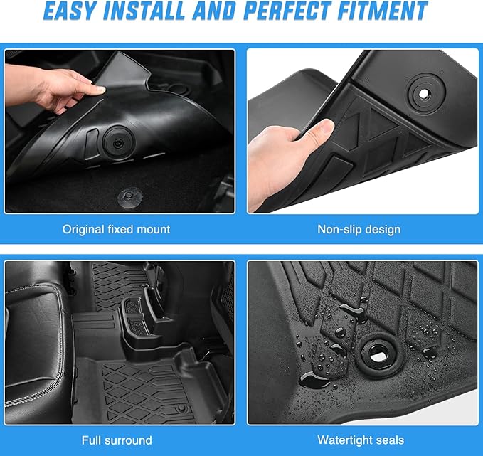 Nilight TPE Floor Mats for Toyota Highlander 7&8 Seats 2014 2015 2016 2017 2018 2019 (Not for Hybrid) All Weather Custom Fit Heavy Duty Floor Liners